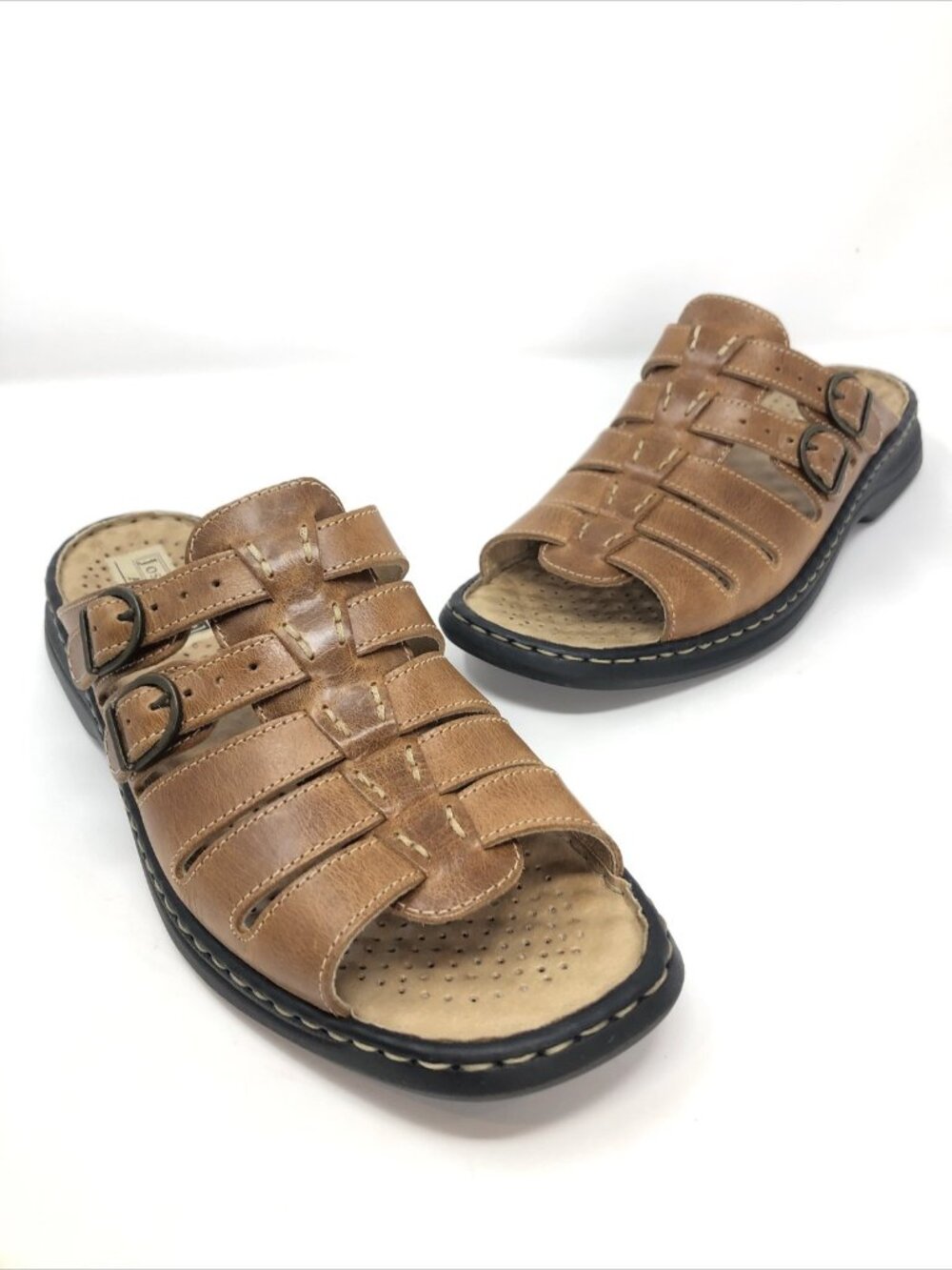 Josef Seibel Sandals 40 US 9 Abby Butter Tan Air Massage Slip On Buckle Strappy
